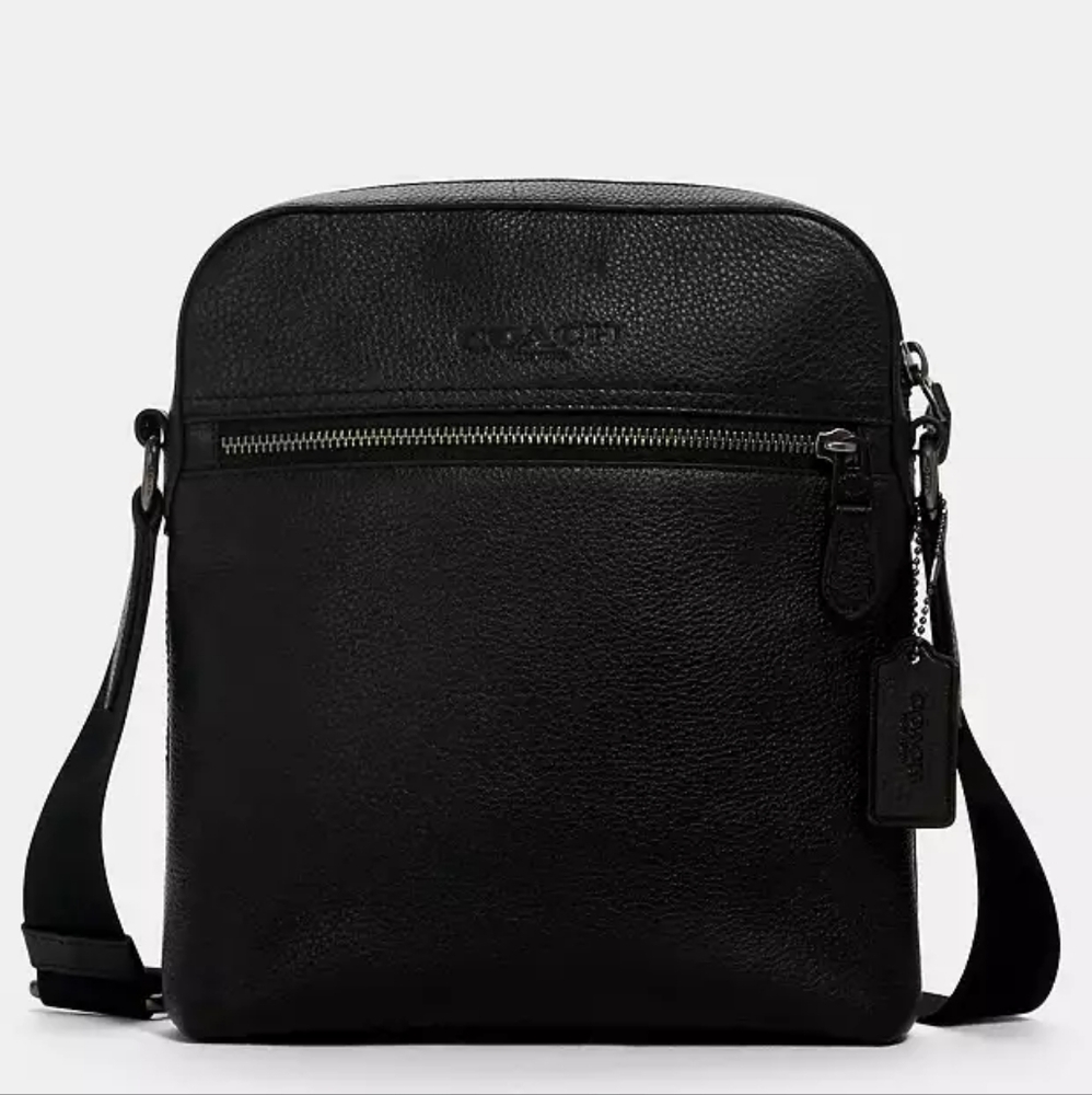 Coach Black Leather Crossbody Bag Houston Flight Bag Designer Purse